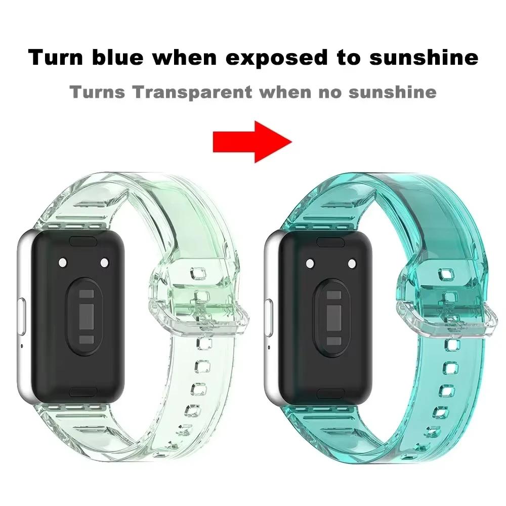 

ТПУ Сменный ремешок для Samsung Galaxy Fit 3 Фотохромный спортивный ремешок Ремешок для смарт-часов Регулируемый для Galaxy Fit 3 Прозрачный ремешок For Galaxy Fit 3