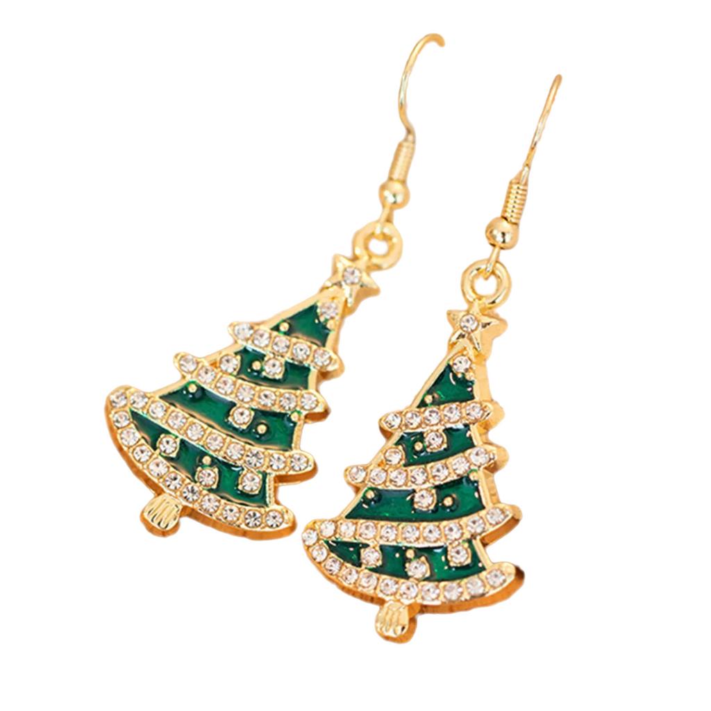Red/Green Holiday Earrings With Crystal Accent Alloy Materials Ear Studs Comfortable Christmas Party Jewelry