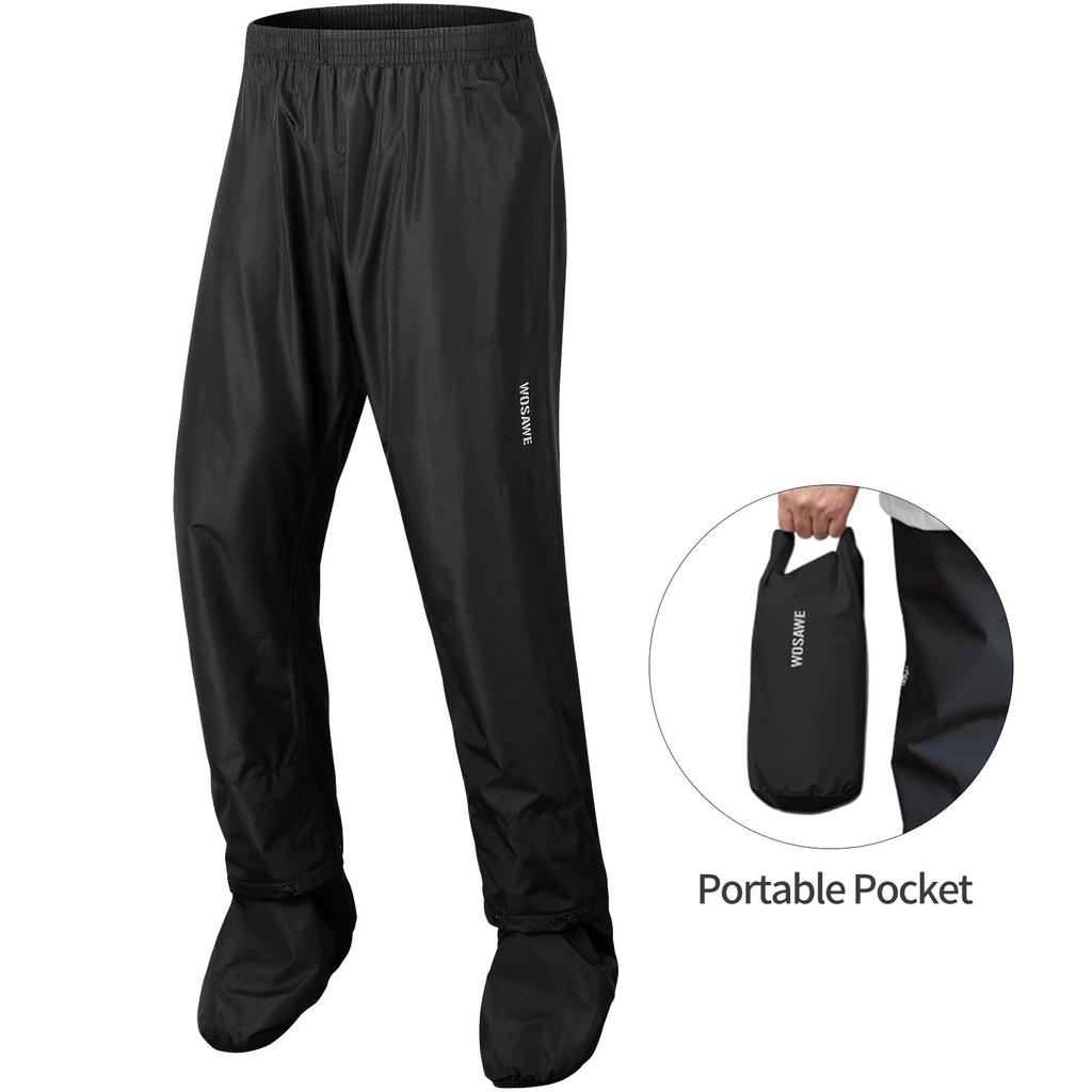 Wosawe Pánské cyklistické nepromokavé kalhoty odolné proti povětrnostním vlivům s návleky na boty, reflexní rychleschnoucí cyklistické kalhoty