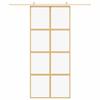 Sliding Door Golden 90x205 Cm Tempered Clear Glass and Aluminum