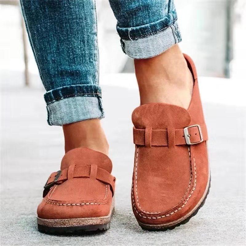 Schuhe Damen Retro Schuhe Slip-On Mules Damen Komfort Flats Damen Übergröße 43 Lässig Sommer Flache Clogs Hausschuhe Zapatos Mujer