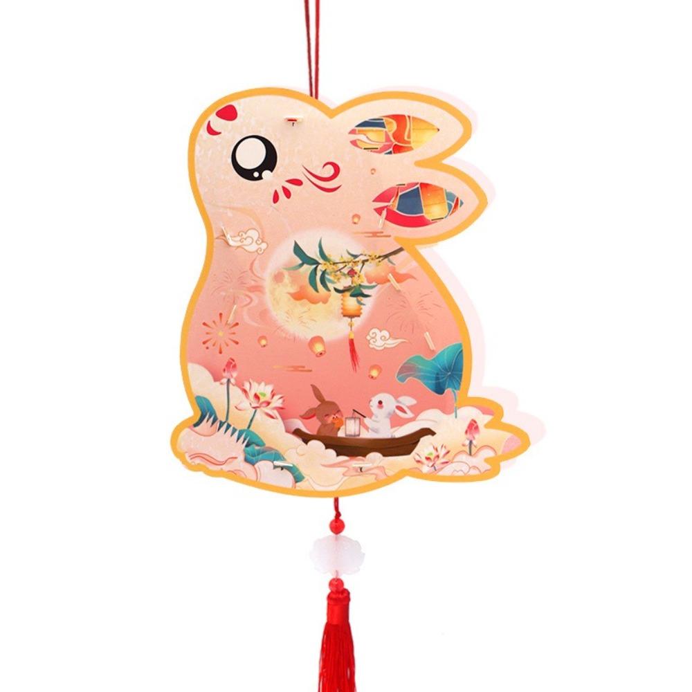 Luminous Mid-Autumn Festival Lantern Cartoon Lantern DIY Material Package Rabbit Lanterns  Gifts