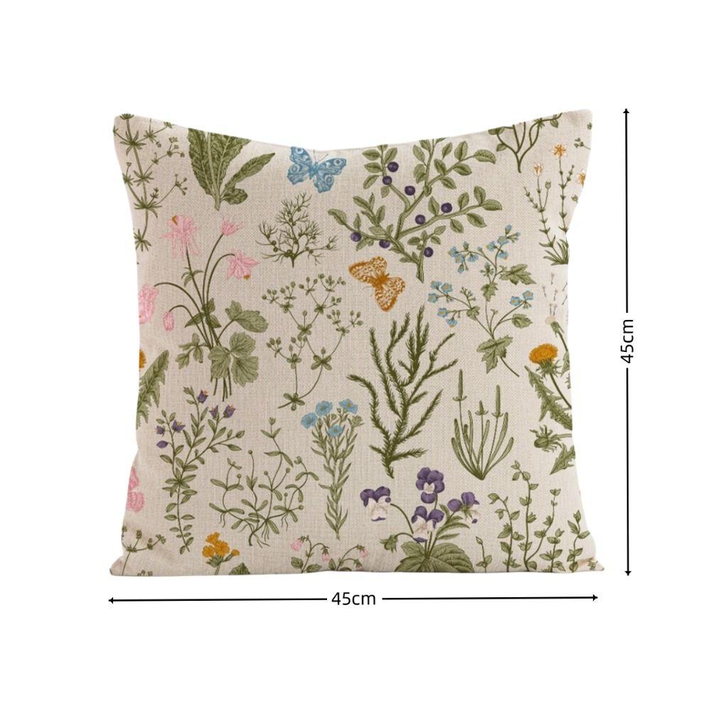 New Wildflower Pillow Cover Farmhouse Style 45 x 45 Square Cushion Covers Breathable Thin Linen Pillowcase Outdoor Decor