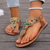 Bohemian Style Women Flat Sandals Clip Toe Gladiator Sandals Woman Retro Summer Casual Beach Shoes Women Anti Slip Flip Flops