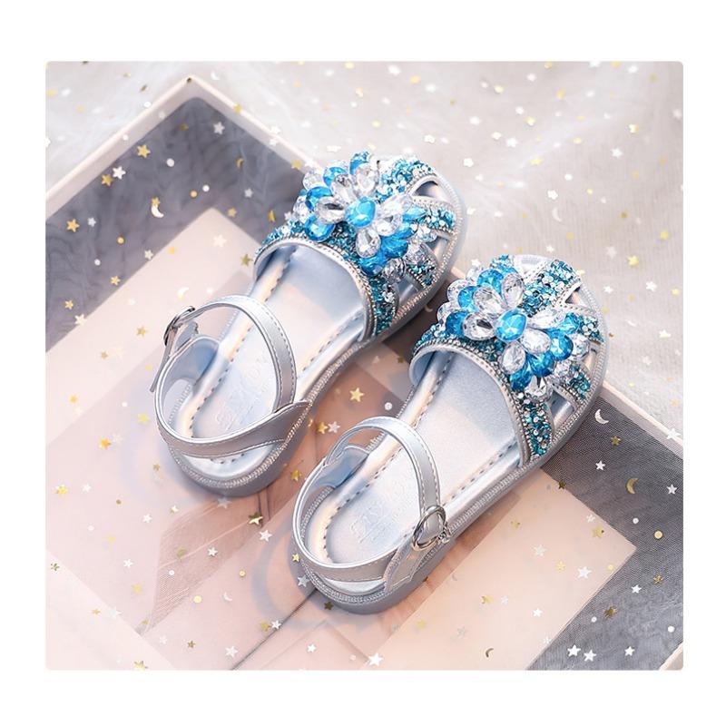 Kids Little Girls Princess Closed Toe Soft Sole Rhinestone Summer Sandals