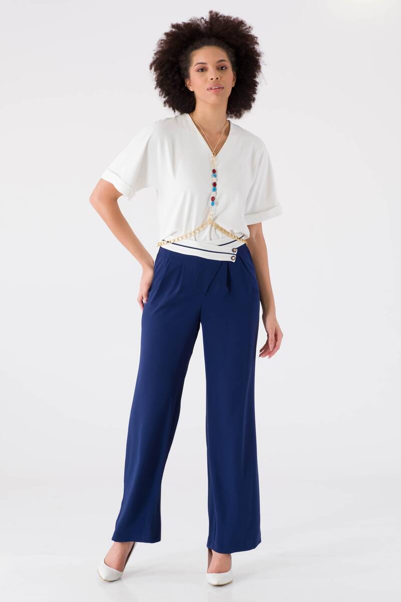 

Офисный костюм с поясом и деталями темно-синий KELLY 36 темно-синий