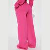 2026 Autumn Women's Casual High Waist Drawstring Sweatpants, Elastic Waist Pocketed Wide-Leg Pants with Letter Print, Pink Long Trousers