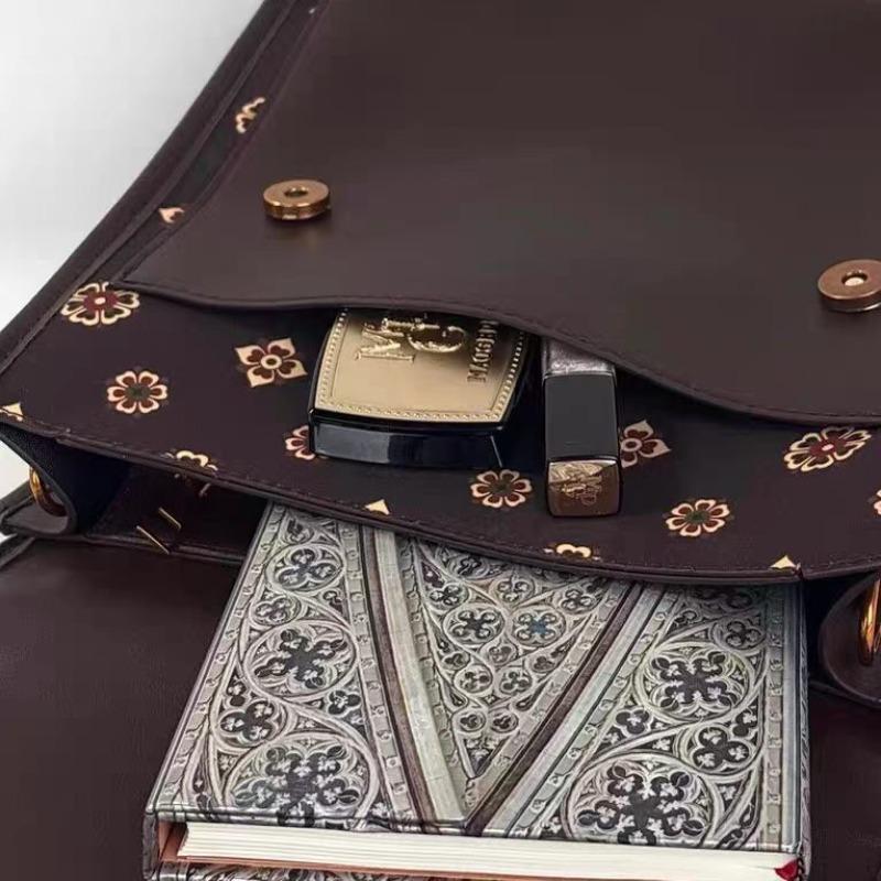 Maomusi new Chinese retro printing treasure flower backpack crossbody women's handbag backpack commuter leather pu