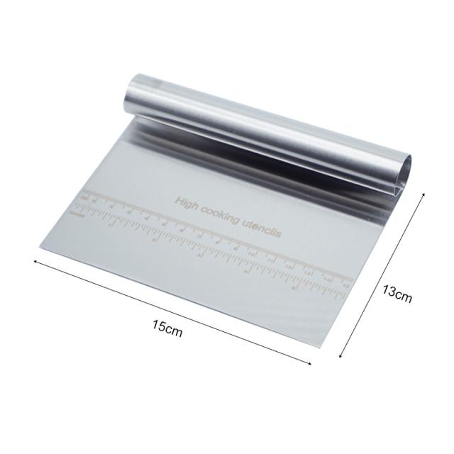 1pc Stainless Steel Scraper Cake Scraper With Scale Dough Scraper Household Diy Cake Baking Sugar Scraper Kitchen Supplies