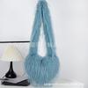 New Fringed Heart-shaped Fluff Bag Spice Girl Wind Heart-shaped Turkey Feather Messenger Bag Large-capacity Plush Shoulder Bag