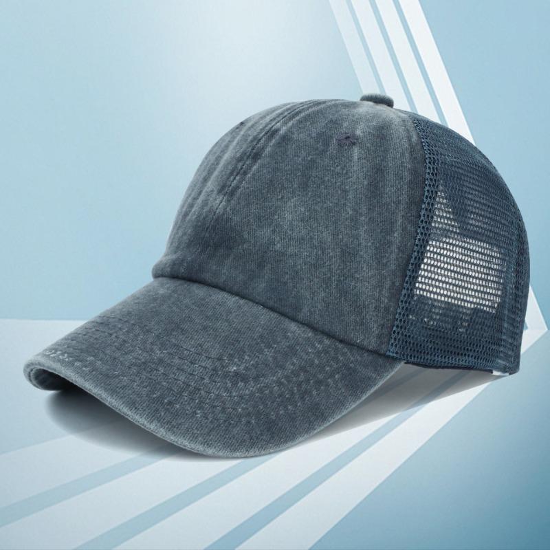 

Breathable washed mesh cap embroidered cap printed women s outdoor sunscreen visor average size Темно-синій