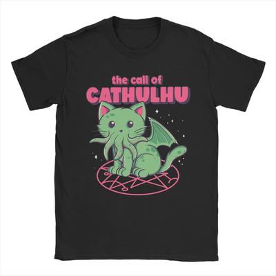Men Cathulhu T Shirts  100% Cotton Tops Crazy Short Sleeve Crewneck Tee Shirt 4XL 5XL 6XL T-Shirts