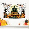 Decorative Glass Door Stickers Happy Halloween Wall Stickers, Moonlit Castle Pumpkin Clings, Waterproof Easy Apply Decals Haunted House for