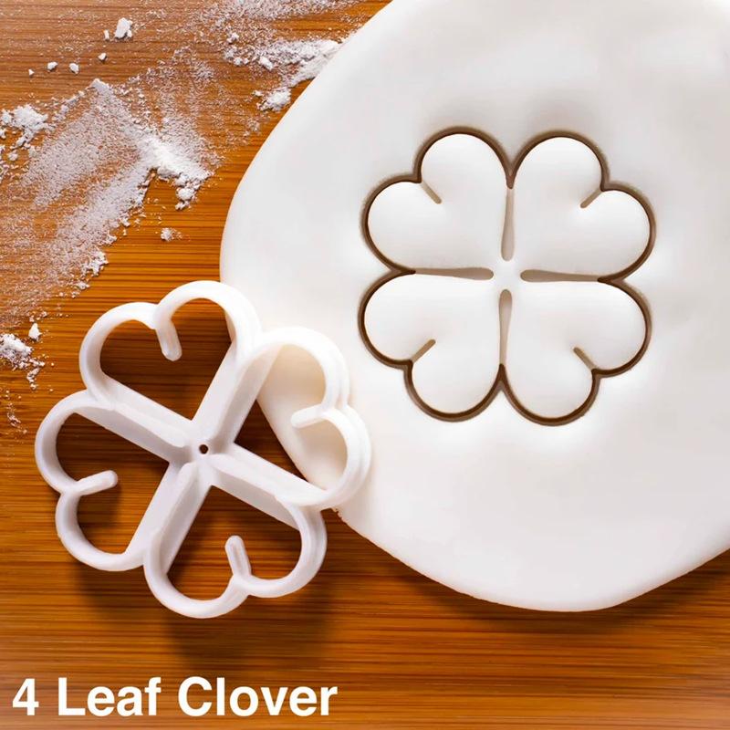 St. Patrick'S Day Shamrock Four Leaf Clover Diy 3D Cookie Cutter Fondant Molds Baking Decoration Tool For Cake Mold Party Lucky