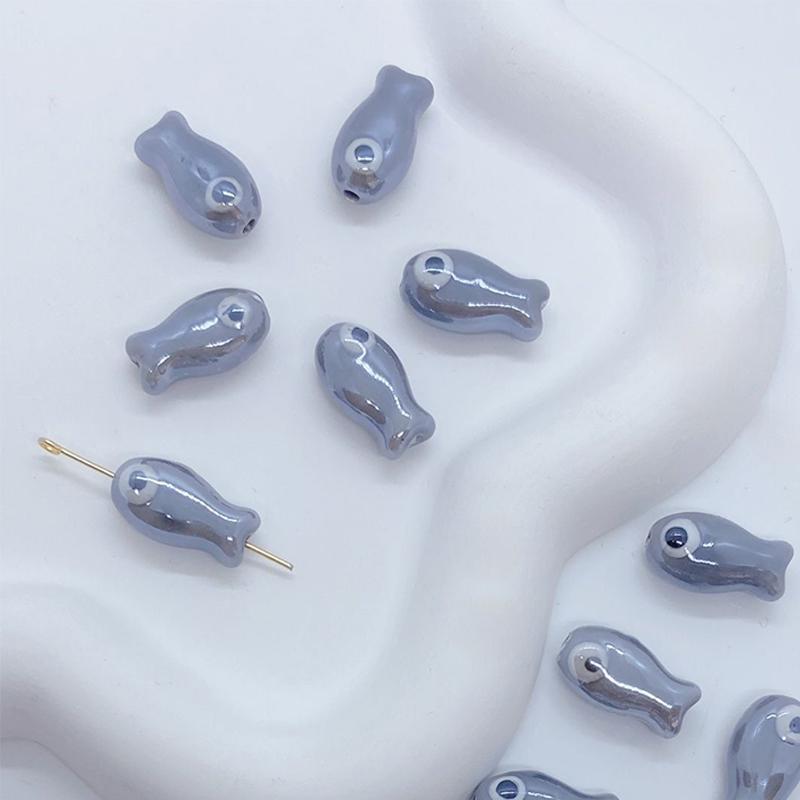 10Pcs Little Fish Ceramic Beads Diy Necklace Earrings Jewelry Accessories Pendants Loose Beads For Crafting