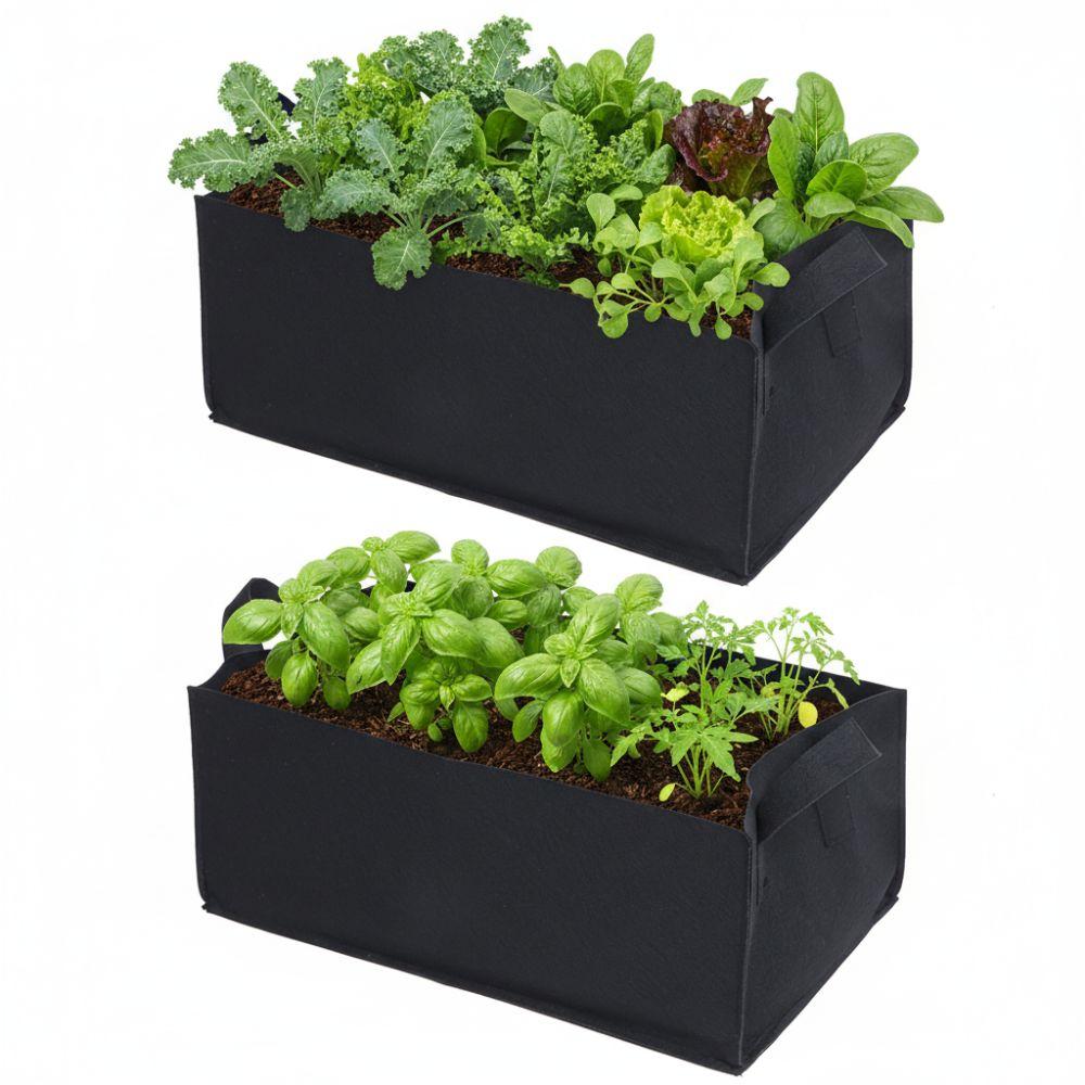 2PCS Durable Rectangle Plant Grow Bag With Handles Reusable Grow Bag Portable Foldable Plant Bag Urban Gardening