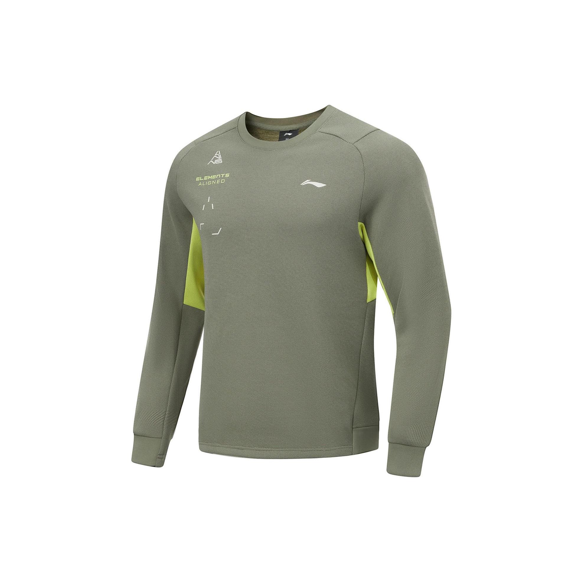 Li Ning Fitness Series Sweatshirt Men s Mixed Color Snail Smoky Green AWDU063-3 L