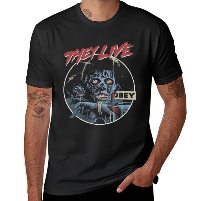 They Live John Carpenter Horror T-Shirt Sports Fans Summer Tops T Shirts for Men Crew Neck Short Sleeves Men Clothing Streetwear
