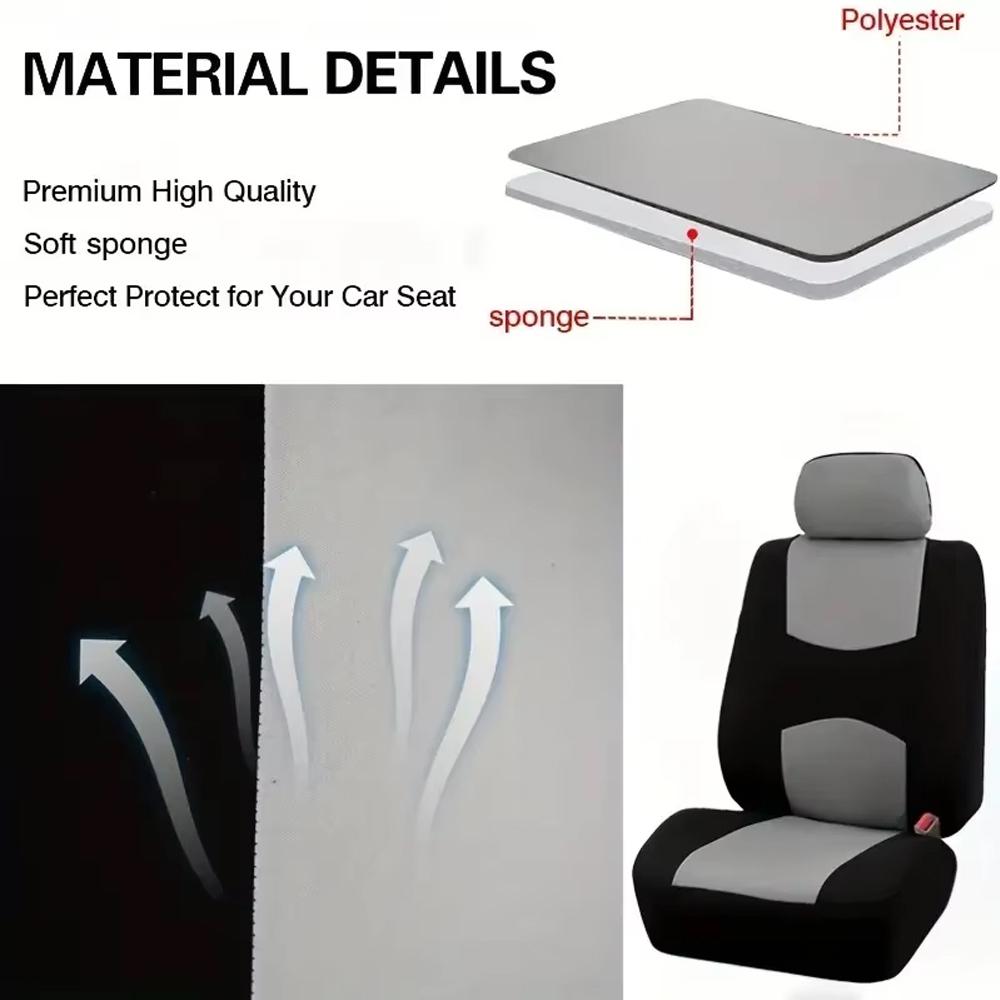 Car Seat Covers Full Set Front Split Rear Bench For Car Universal Cloth SUV Sedan Van Automotive Interior Seat Protector Covers