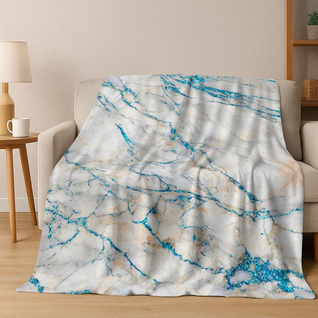 Dream Colorful Stone Texture Marble Black Green Gold  Flannel Blanket,Cozy Soft Throw Blanket for Home Bedroom Bed Sofa Gift