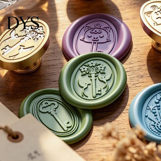 Crafting Stamp Replacement Brass Wax Seal Head, Vintage Key Pattern Embossed Sealing Accessories Head for Envelope Journal Gift Packaging Invitation