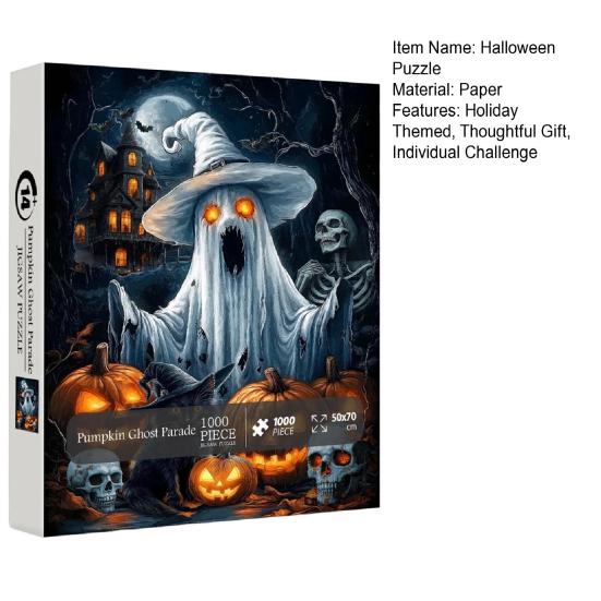 Dýňové duchové průvody Puzzle 1000 dílků Halloweenské puzzle Puzzle z recyklovaného papíru Zábavná sváteční aktivita pro dospělé rodiny