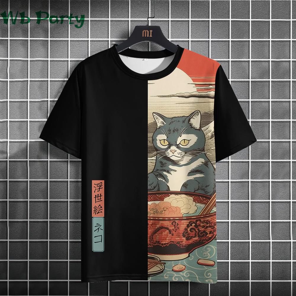 

Летний топ с круглым вырезом и принтом 3D Warrior Cat, модные повседневные футболки с короткими рукавами для мужчин XS