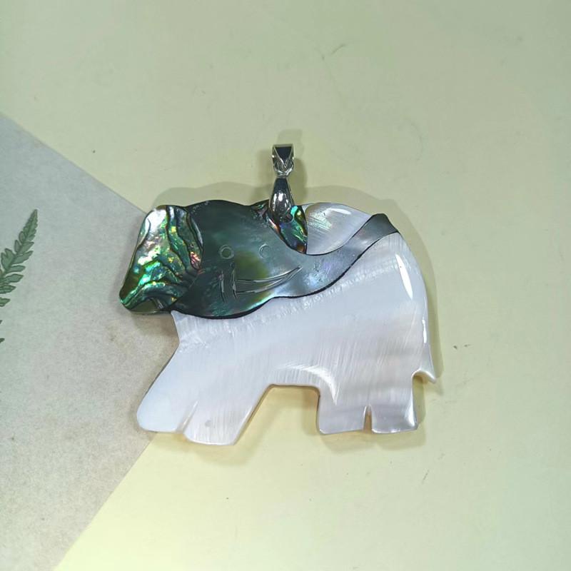 Handcrafted Cartoon Elephant Shell Pendant Jewelry For Kids And Teens