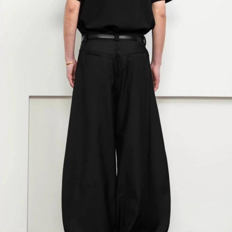 Vintage Pleated Relaxed Fit Trousers Unisex Casual Wide Leg Pants Daily Wear