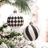 6cm Hand-painted Balls Christmas Balls 6pcs Round Xmas Tree Pendants Black and White Hanging Ball Decoration Party Holiday