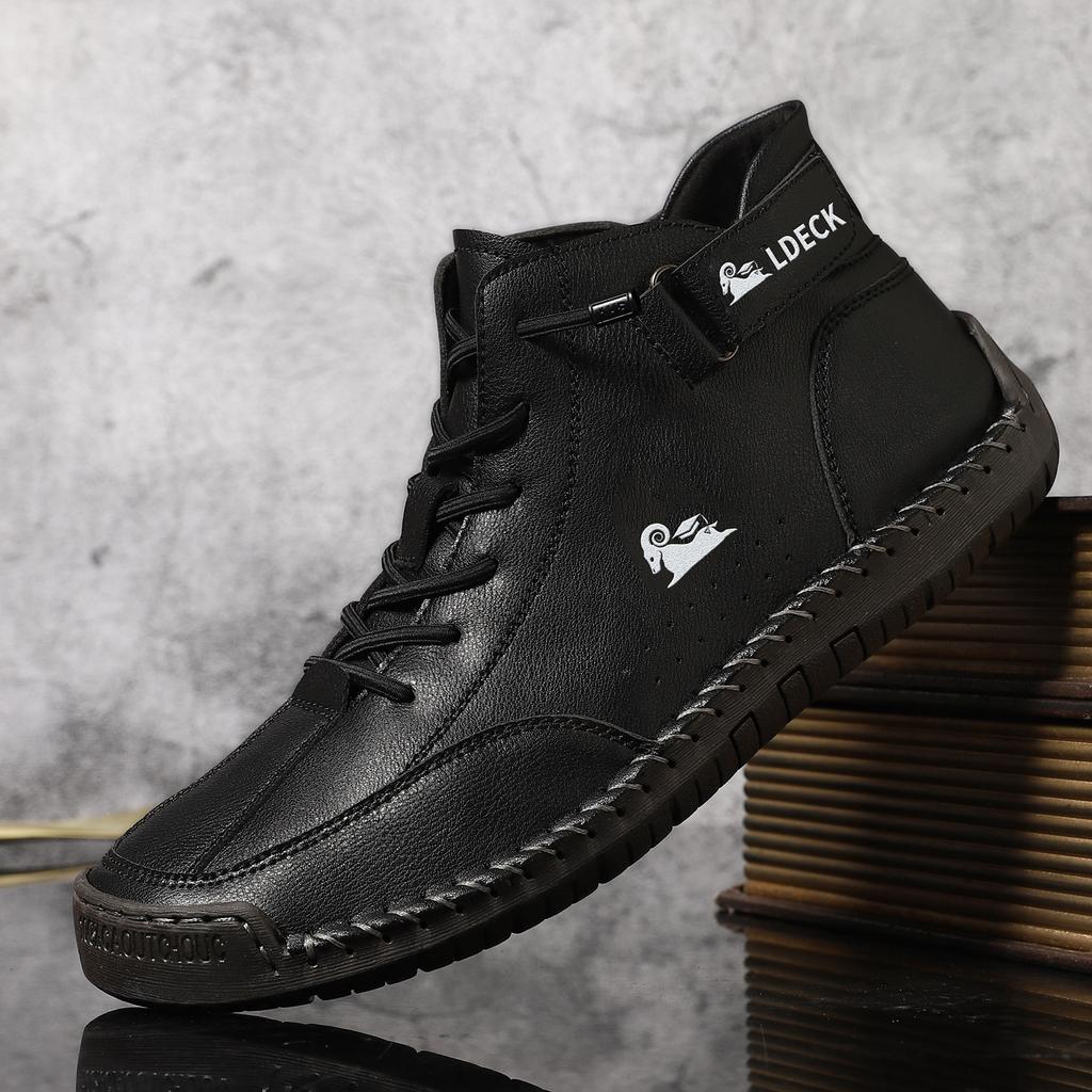 Men's Casual Shoes High Quality Cowhide Ankle Boots Fashion Handmade Leather Boots High-Top Sneakers for Men Zapatillas Hombre