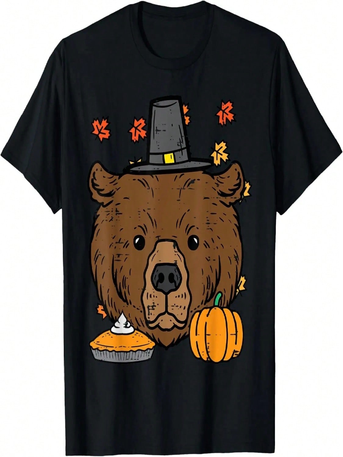 Thanksgiving Pilgrim Bear Cute Fall Autumn Men Women Kids T-Shirt S разноцветный