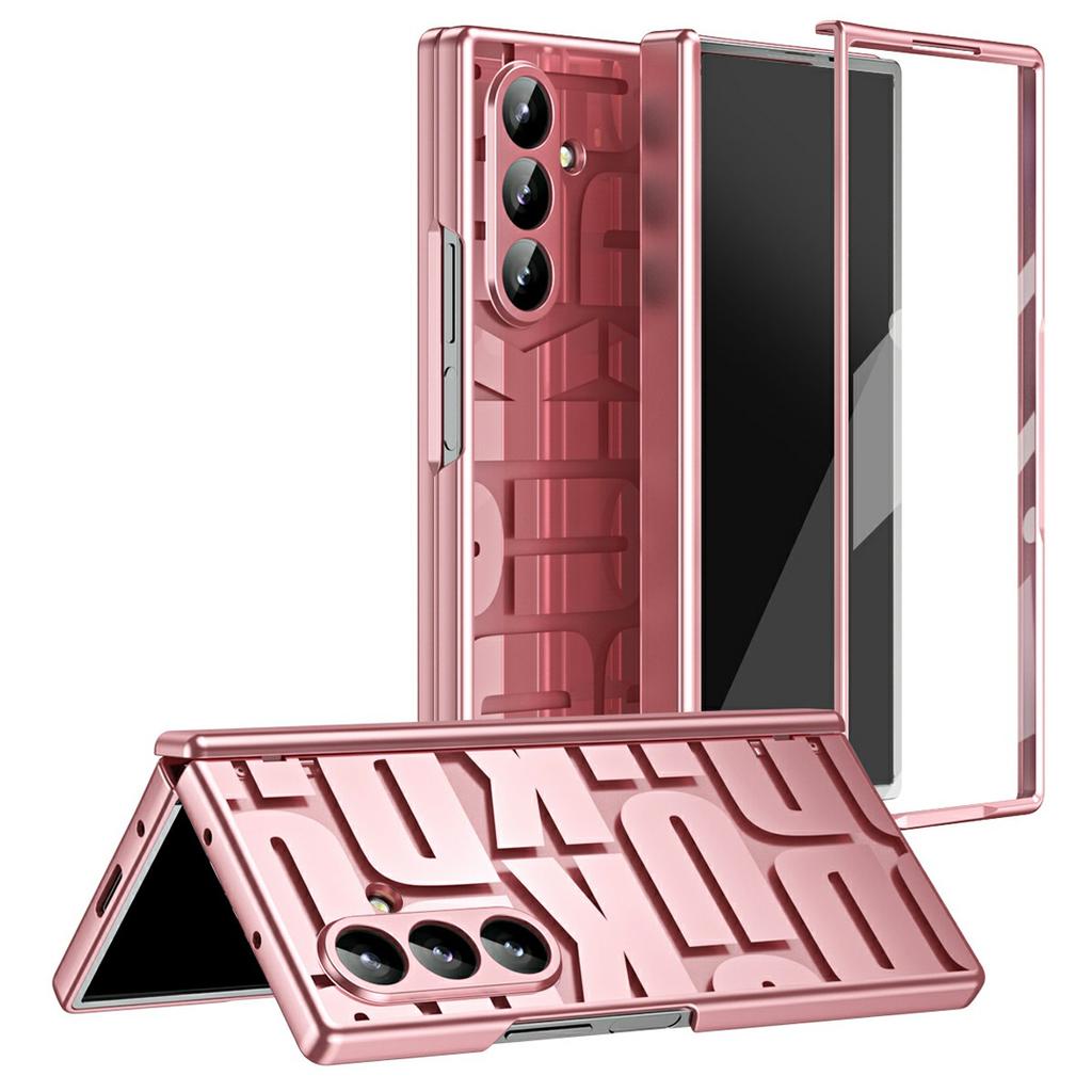 For Samsung Galaxy Z Fold7 5G Case Electroplating PC Phone Cover with Tempered Glass Film