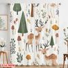 2pcs,2D Plane Printing Print Curtains Cute Woodland Animals Forest Seamless Durable 100% Polyester Fabric (without Rod)
