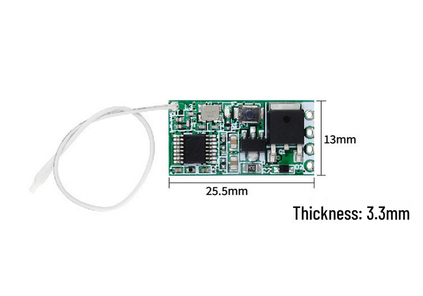 Miniature Wireless Remote Control Switch 3.7V-24V for LED Access, Single Channel Receiver