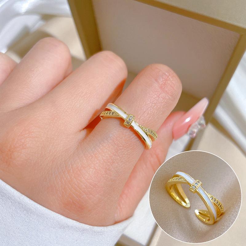 [Real Gold Electroplating] Temperament Advanced Sense Zircon Super Flash Ring Women'S Opening Can Be Adjusted And Simple