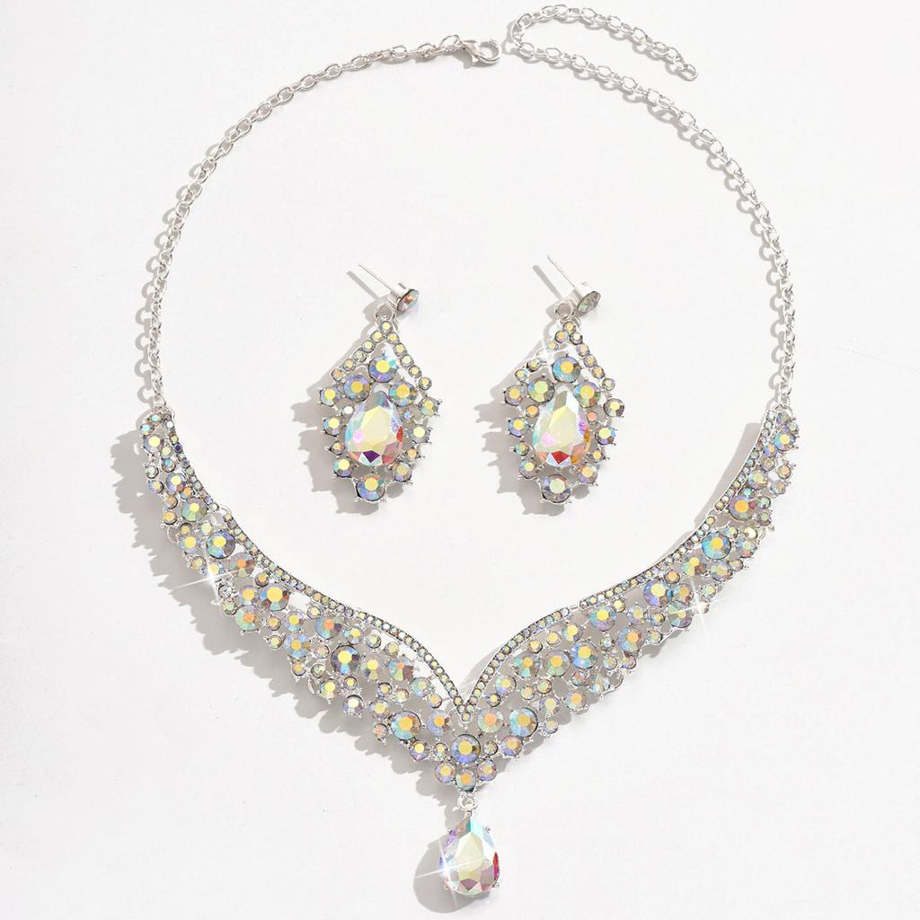 2026 Bridal Necklace Earrings Set Big Water Drop Wedding Dress Banquet Dress Accessories Matching