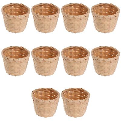 10pcs Rural Woven Baskets Fruit Arrangement Baskets Portable Storage Idyllic Exquisite Bamboo Mini Desktop Storage Basket