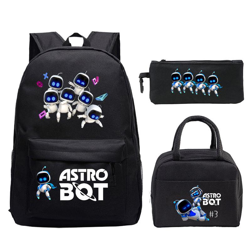 Game Astro bot peripheral printing fashion primary and secondary school students schoolbag three-piece set multi-function large capacity