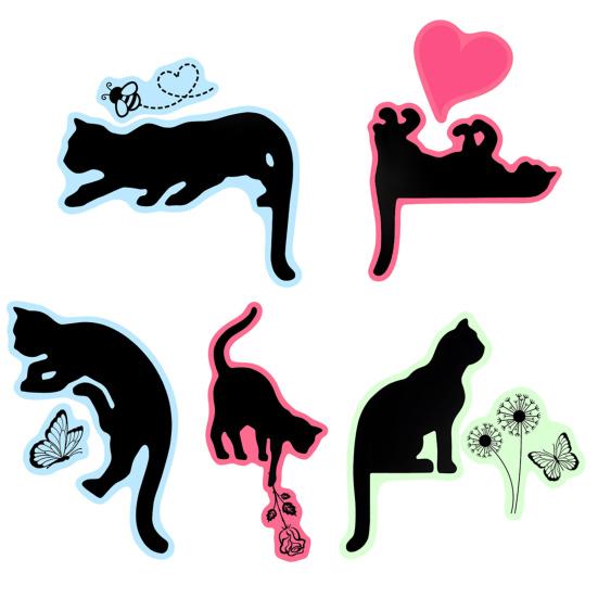 

5 шт./набор Светящиеся наклейки на выключатель с кошкой Самоклеящиеся Съемные Водонепроницаемые ПВХ Светящиеся в темноте Декоративная наклейка на розетку Sets