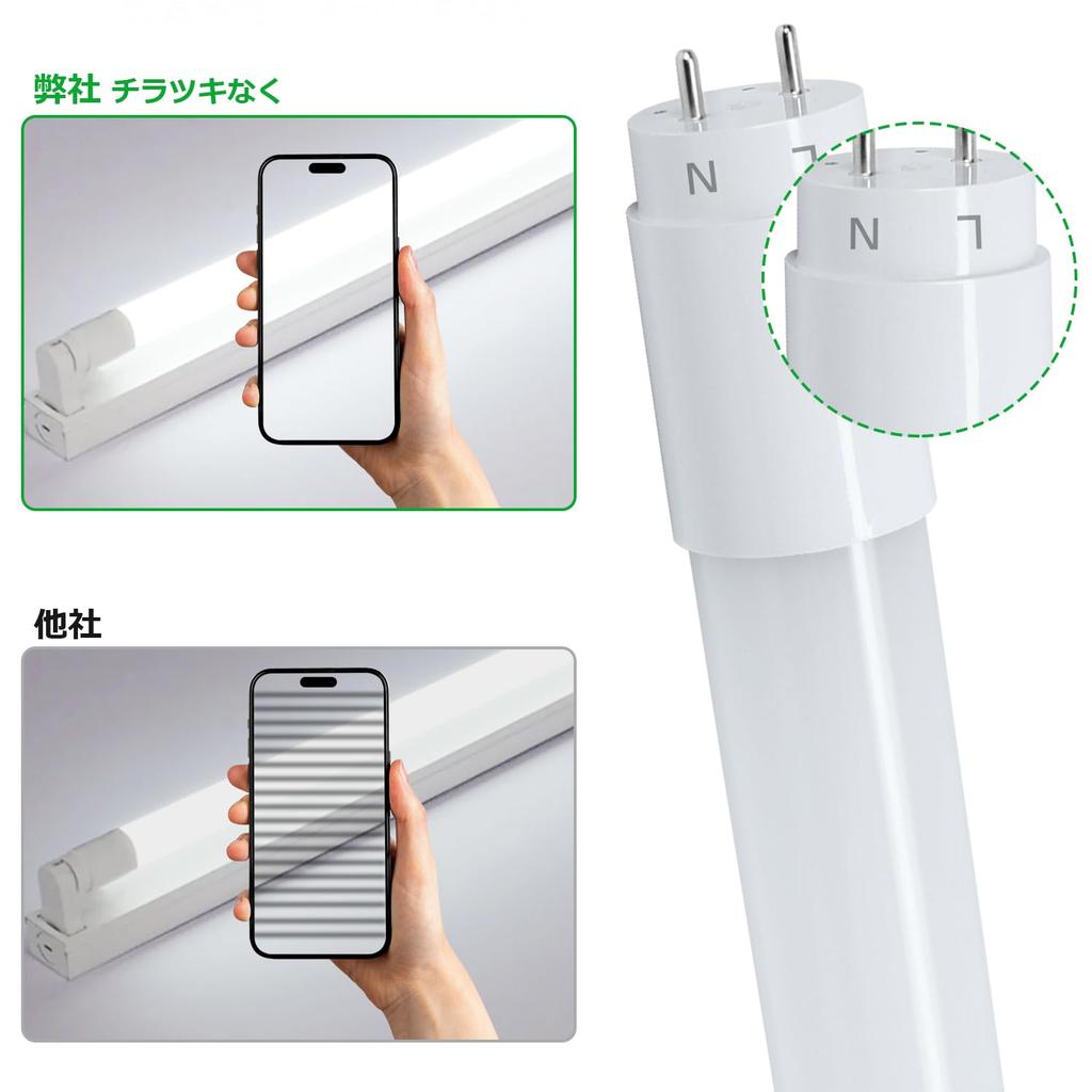 Alewell 40W LED Fluorescent Light Bulb, Single-Sided Power Supply, T8 Straight Tube, Daylight White, 5000K, 18W Energy-Saving Light, Bright 2300lm,