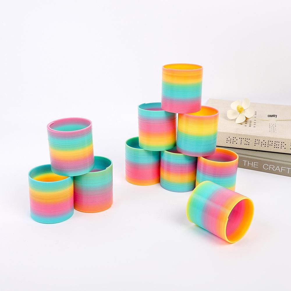 Rainbow Stacking Rings: Elastic Spring Toy for Children's Early Education (5.3x5.6CM)