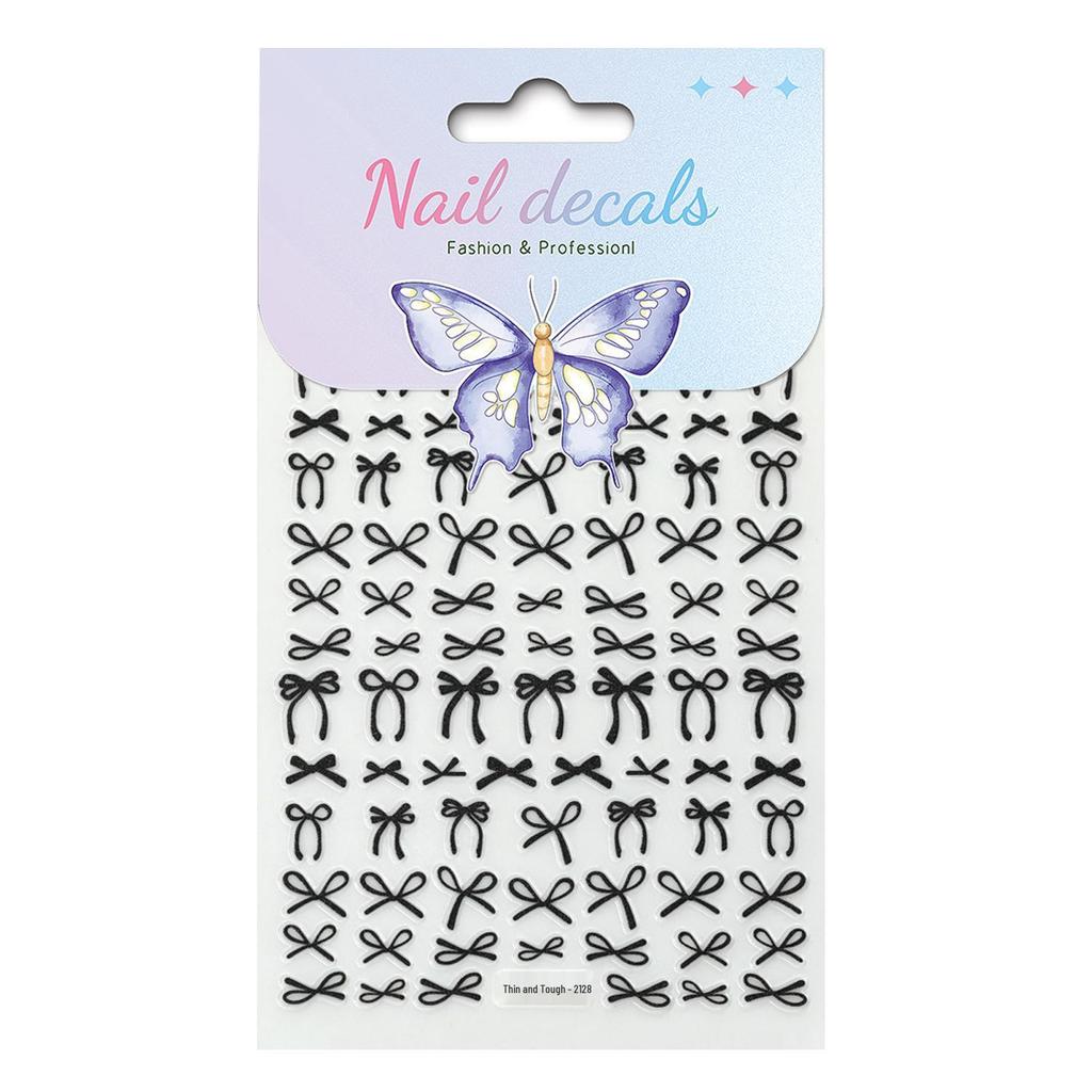 Versatile Ribbon Bow Nail Stickers - Thin, Tough, Flat Back Adhesive for DIY Nail Art Ornaments