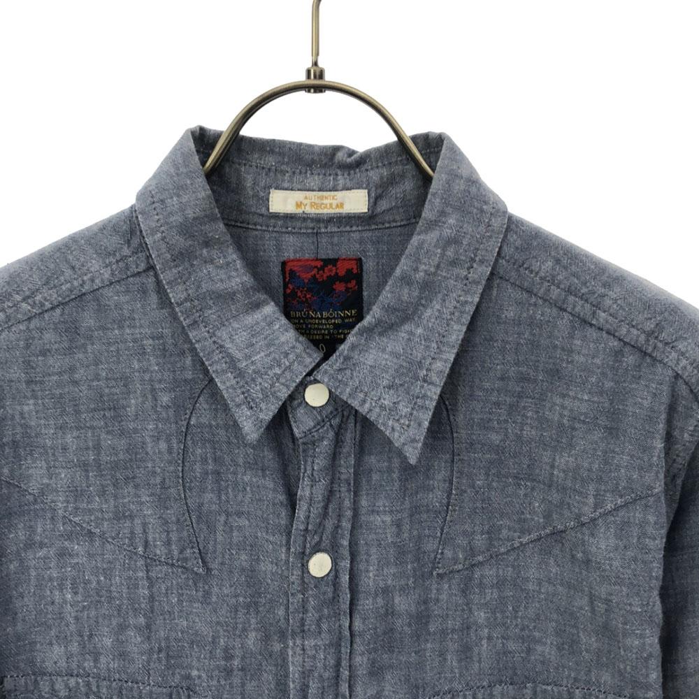 BRU NA BOINNE Made In Japan Long Sleeve Chambray Western Shirt Blue Men's Used