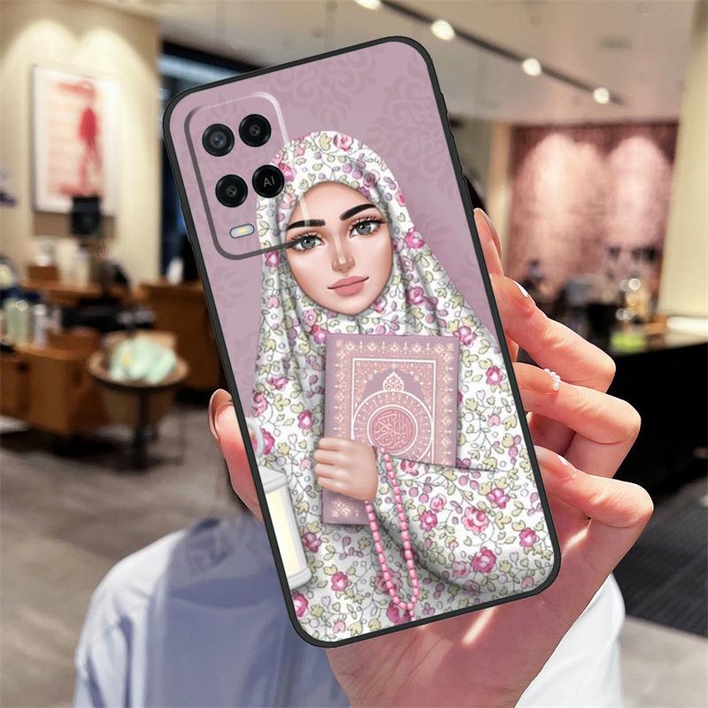 Muslim Islamic Gril Eyes Hijab Case For Oppo A78 A98 A79 A18 A38 A58 A40 A60 A80 A16 A76 A96 A15 A74 A94 A54 A17 A77 Cover