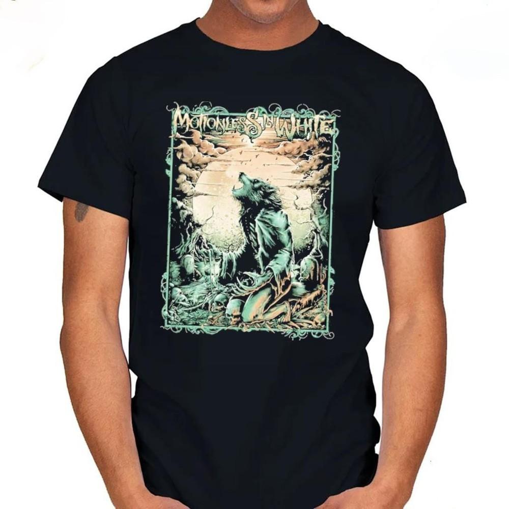 

Lonely Wolf Motionless In White Unisex Full size Gift Fans Black Tee shirt Unisex T-Shirt S