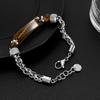 Fashion retro stainless steel chain splicing tiger's eye titanium steel men's bracelet