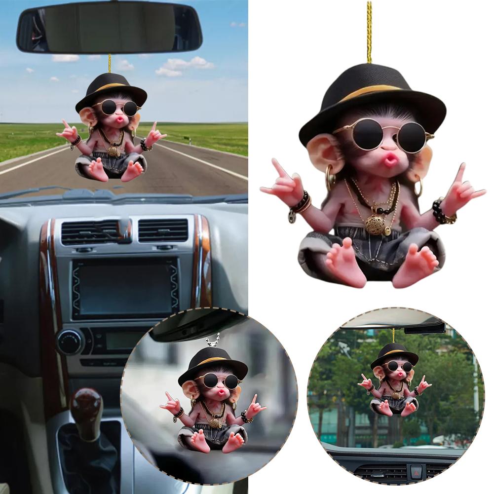 New Arrive Acrylic Monkey Pendant Personalized Decor Pendant Christmas Monkey Pendant Acrylic Ornament for Car Cartoon Xmas Tree