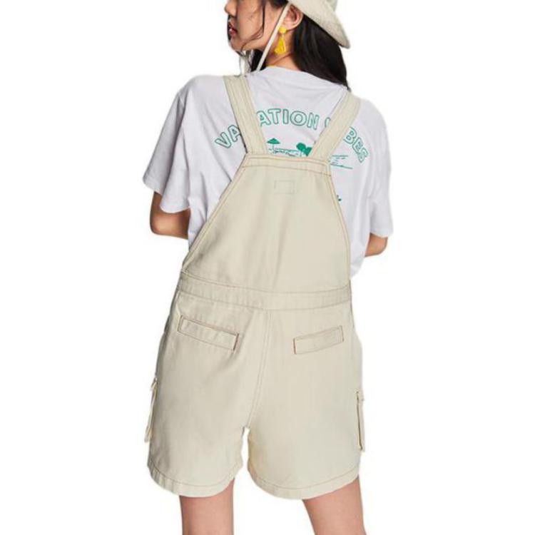 Lee Solid Color Multi-Pocket Loose Overalls Women Overalls Light-Beige LWB005165200227A03701