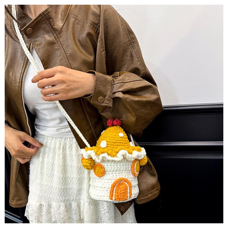 Cute Woolen Girl Bag With Phone Pocket For Daily Use And Street Style Fashion